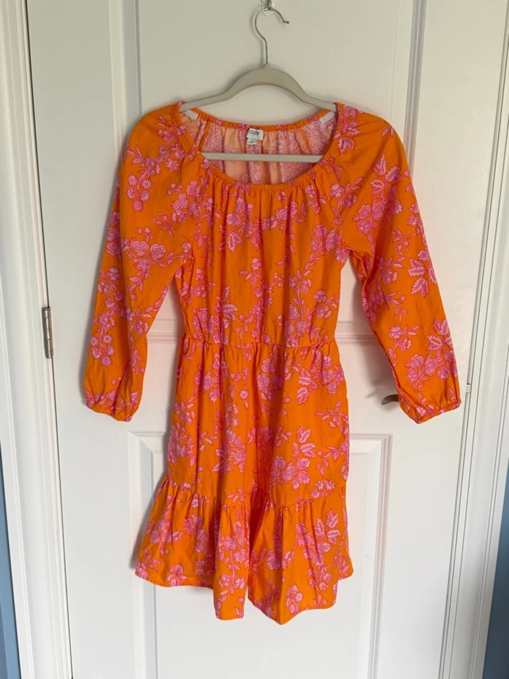 J. Crew Women's Orange Floral Tiered Mini Dress Size 4 - 54954